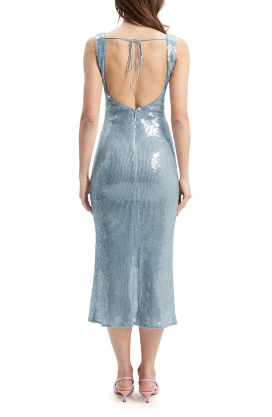 Shop Bardot Isha Sequin Keyhole Cocktail Midi Dress In Light Blue