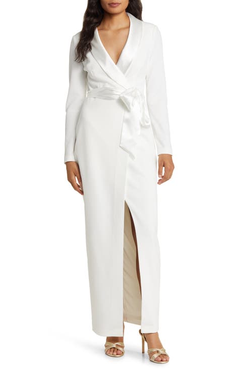 Mid length white Satin dress