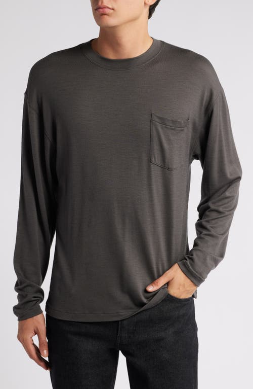 Frame Lightweight Wool Long Sleeve T-shirt In Taupe