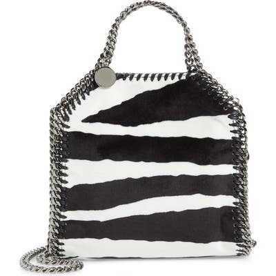 Stella Mccartney Tiny Falabella Zebra Print Velvet Tote - Ivory