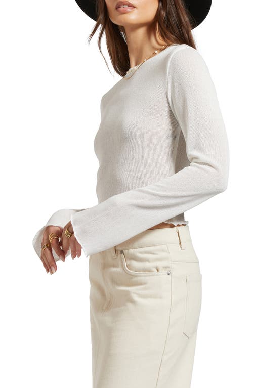 Brixton Semisheer Knit Long Sleeve Top In Off White