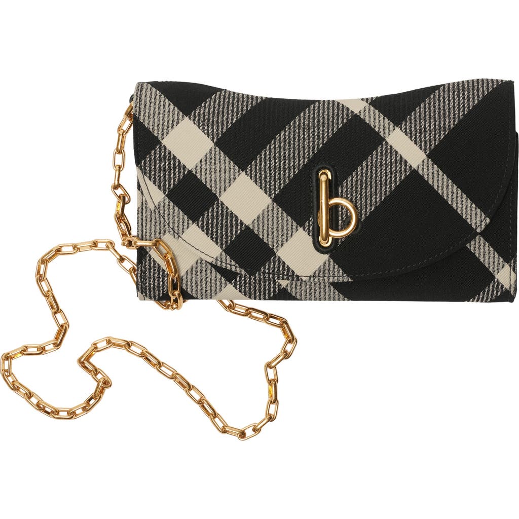 Burberry Rocking Horse Chain Strap Wallet In Black/calico
