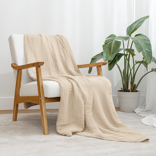 Comfy Cubs Adult Muslin Blanket In Sand