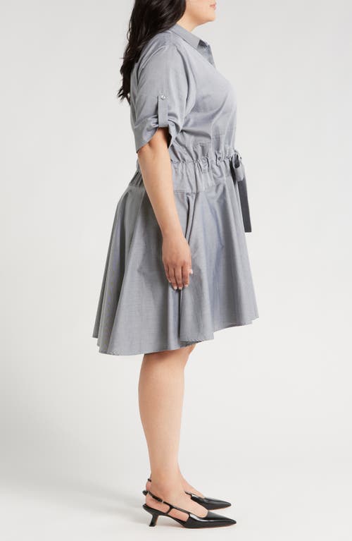 Shop Harshman Meadow Drawstring Waist Shirtdress In Grey