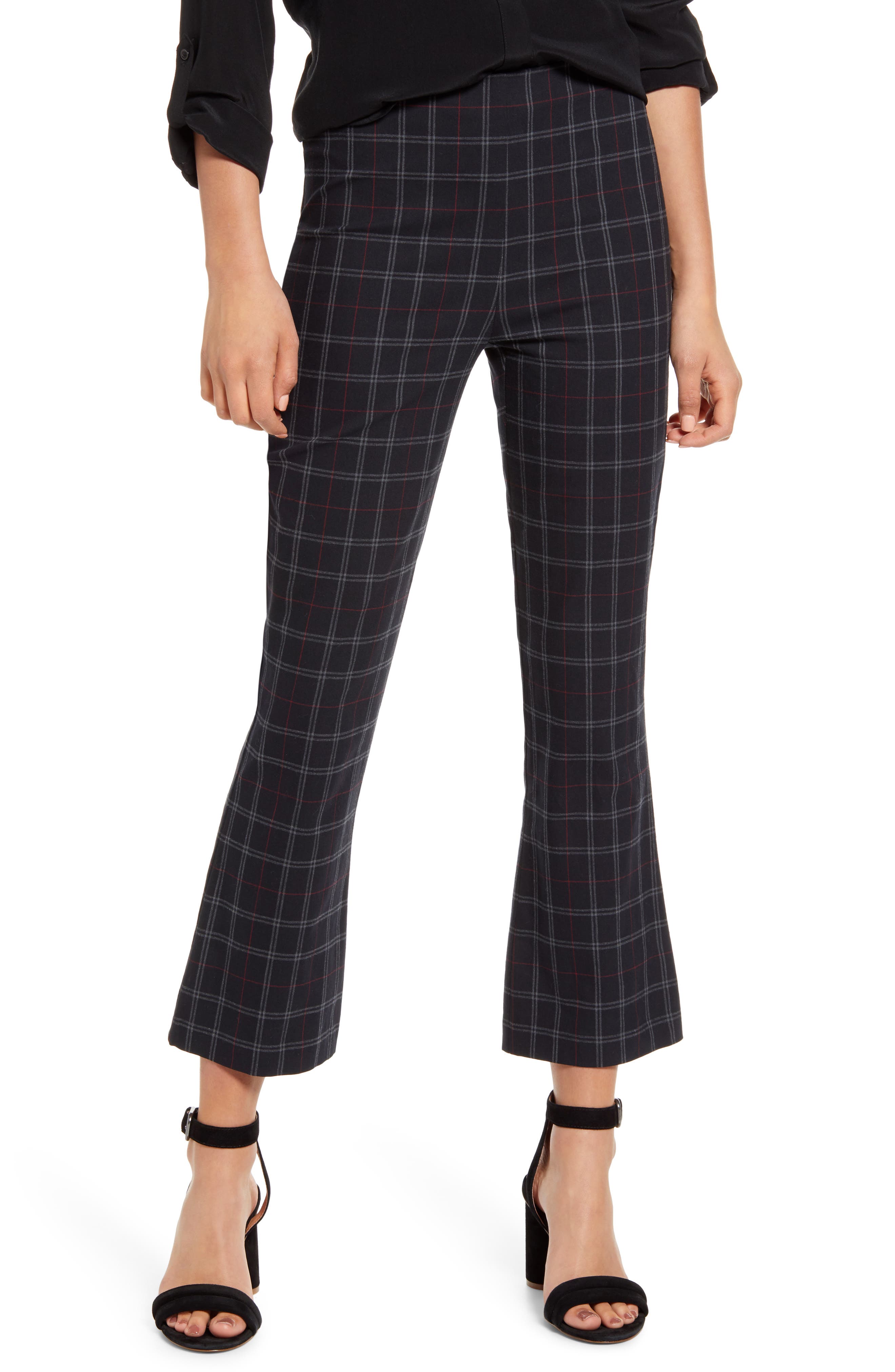 plaid cropped flare pants