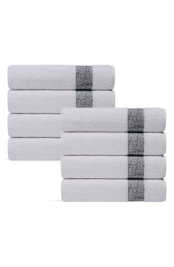 Shop Brooks Brothers Pera 8-piece Turkish Cotton Hand Towels In Anthracite