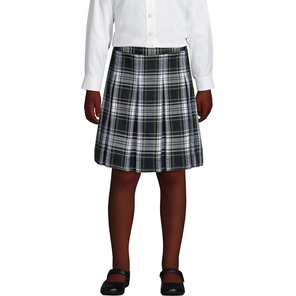 LANDS' END LANDS' END SCHOOL UNIFORM GIRLS PLAID BOX PLEAT SKIRT TOP OF THE KNEE