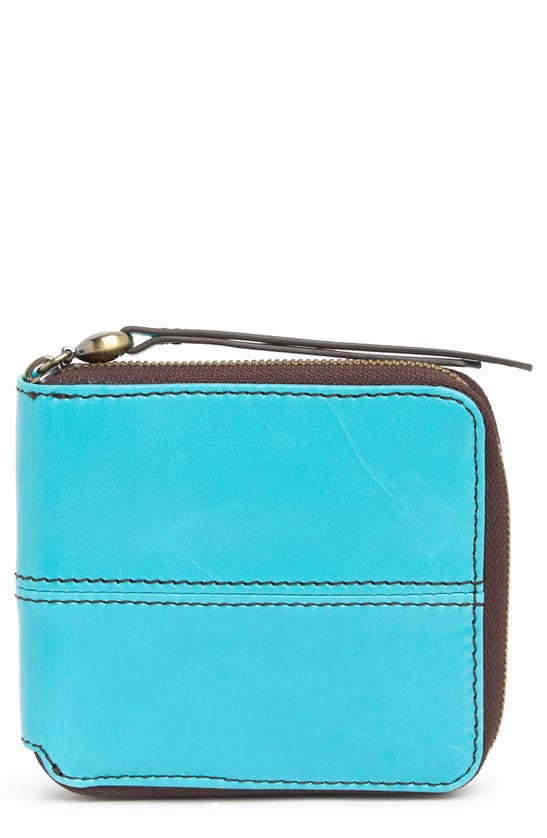 Hobo Zippy Leather Wallet In Aqua