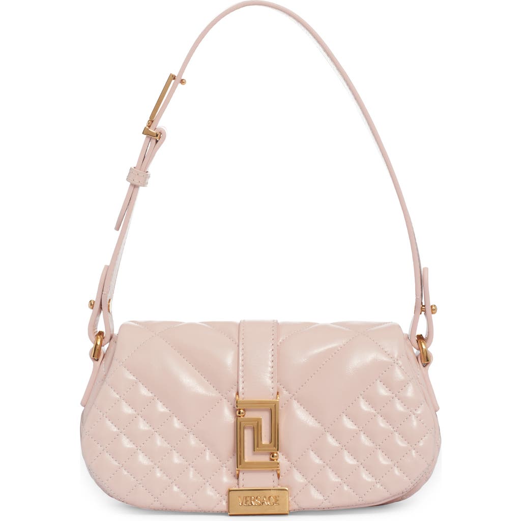 Versace Mini Greca Goddess Quilted Leather Shoulder Bag In Pink