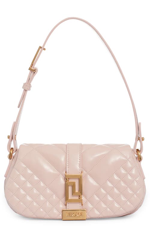 Versace Mini Greca Goddess Quilted Leather Shoulder Bag in Powder Blush/Versace Gold at Nordstrom