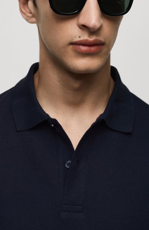 Shop Mango Relaxed Cotton Piqué Knit Polo In Dark Navy