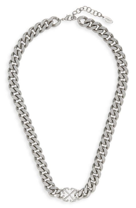 John Varvatos TWIN KEYS Men's Chain Necklace in Silver and Brass