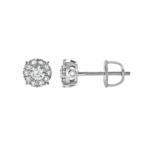 Shop Luvmyjewelry Blazers S 14k Gold Diamond Stud Earrings In 14k White Gold