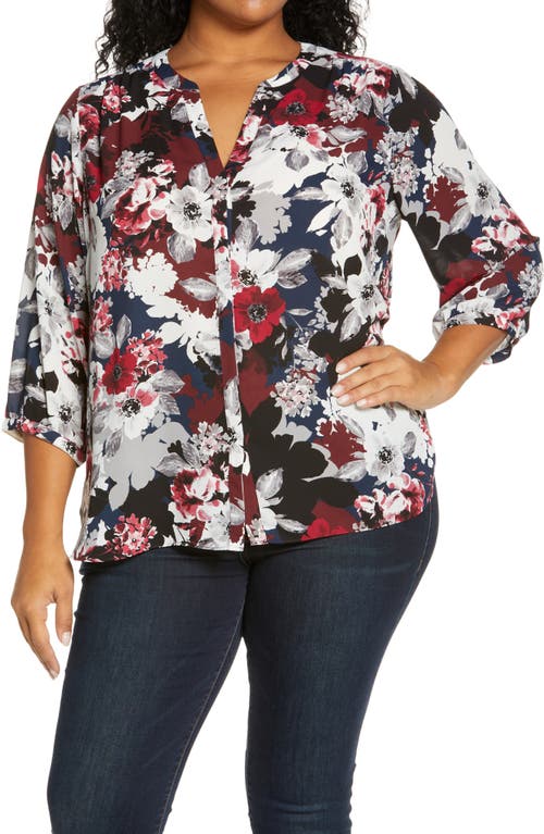 NYDJ Semisheer Pintuck Blouse in Victoria Blossoms