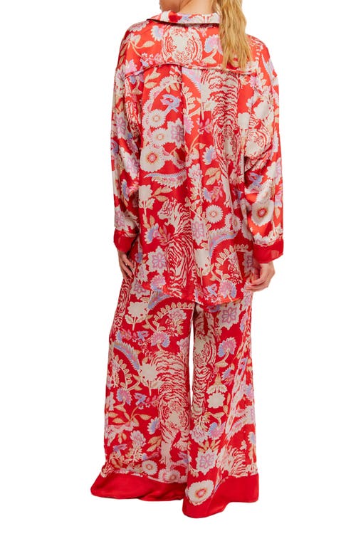 Shop Free People Dreamy Days Print Pajamas In Flame Red Combo