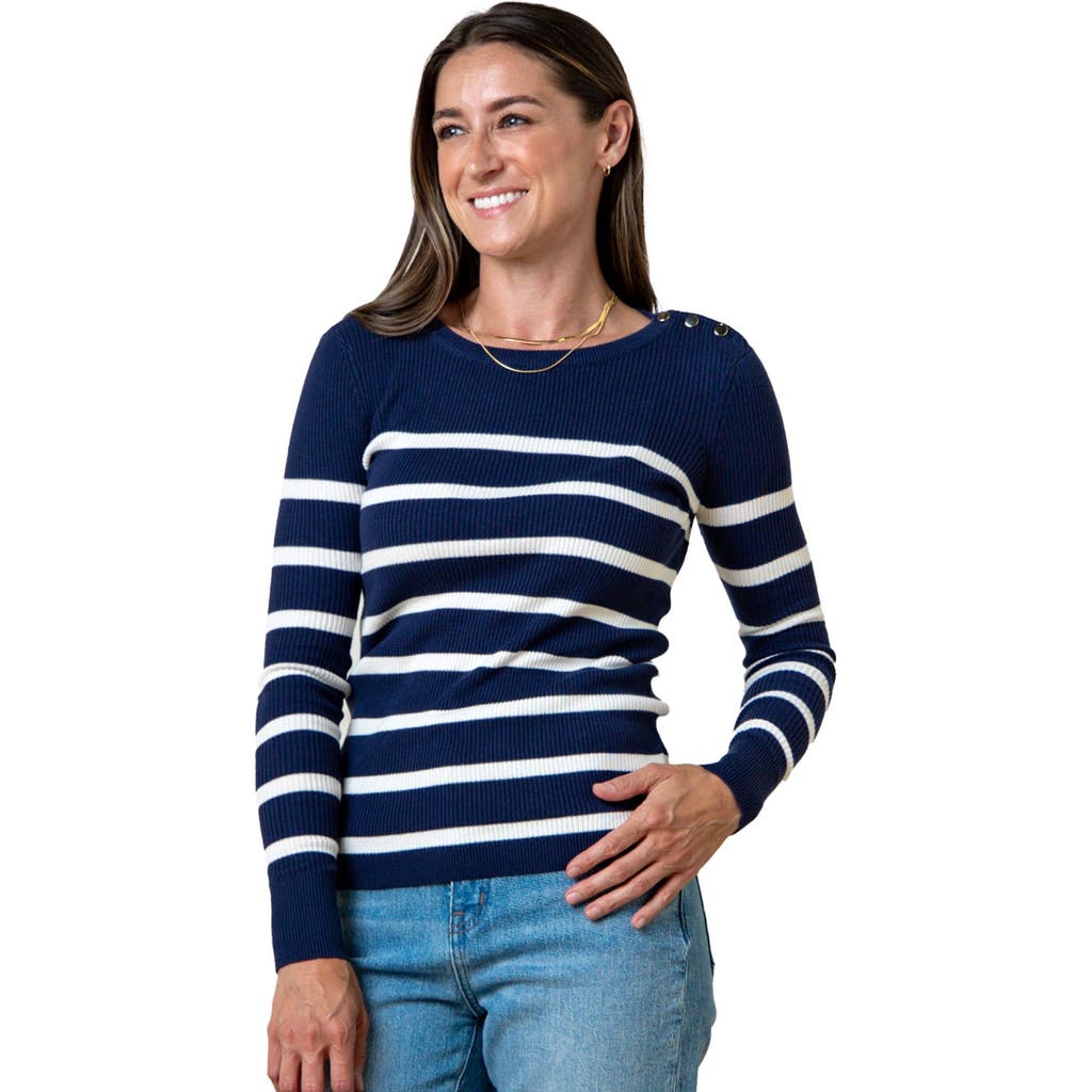 HOPE & HENRY CREW NECK BUTTON SWEATER