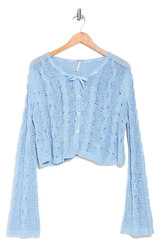 Shop Free People Robyn Cotton Blend Crop Cardigan In Blue