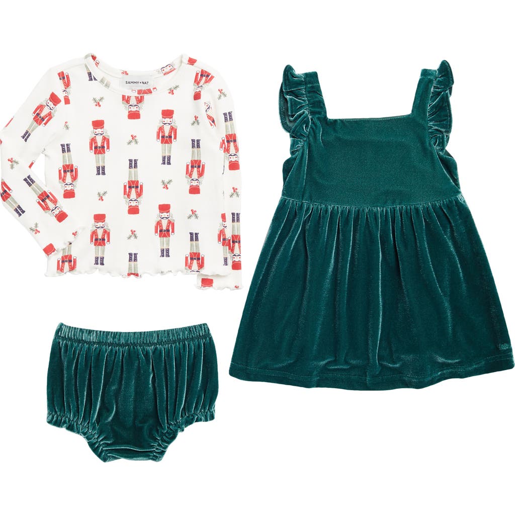 SAMMY + NAT Long Sleeve Top & Velvet Dress Set in Spruce Night