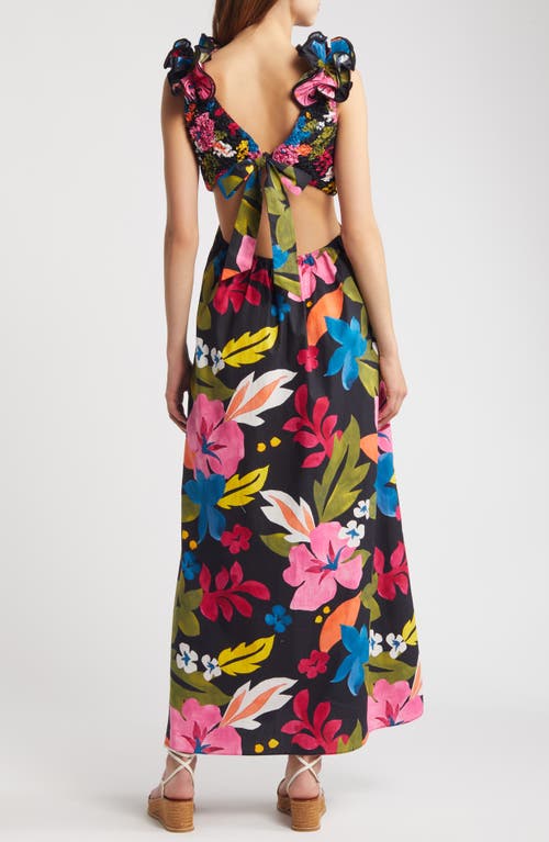 Shop Saylor Zaira Floral Cotton Maxi Dress In Blue Multi