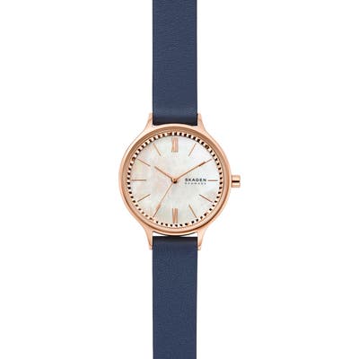 Skagen Anita Leather Strap Watch, 30mm