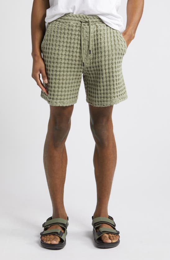 Oas Porto Waffle Knit Cotton Shorts In Green