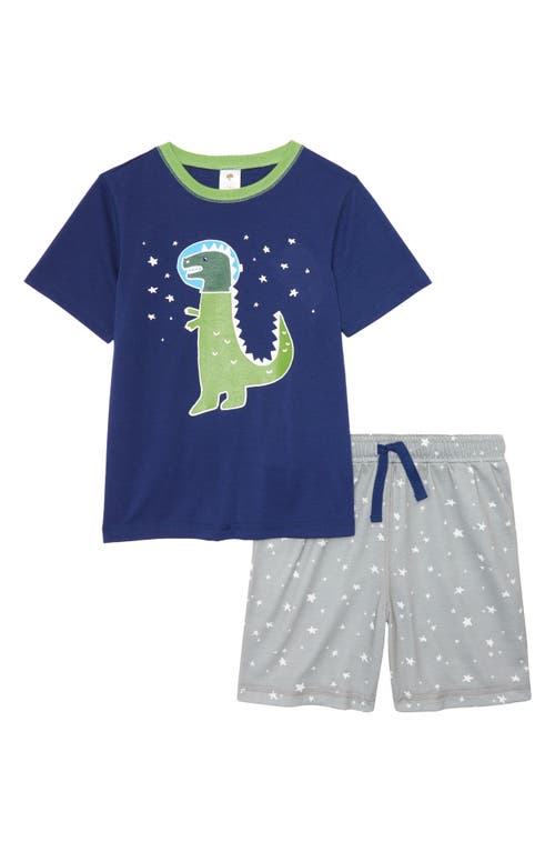 Tucker + Tate Kids' Dinonaut Fitted Two-Piece Short Pajamas Set in Blue Twilight Dino- Grey Stars