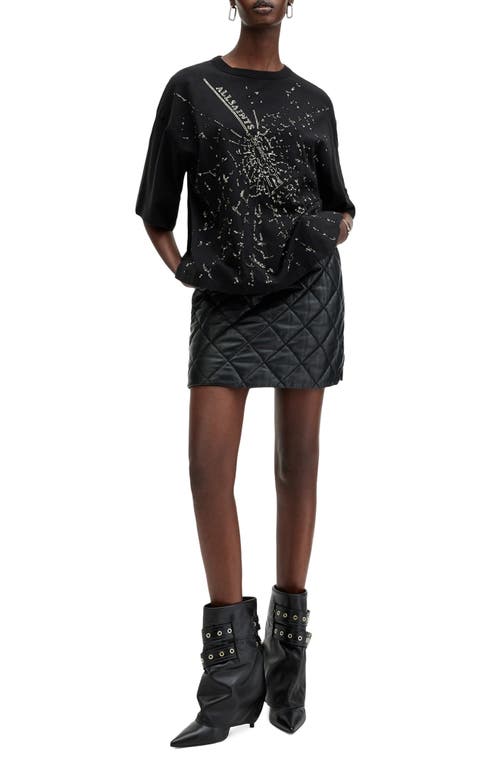 Shop Allsaints Amelie Embellished Shatter Oversize Cotton T-shirt In Black