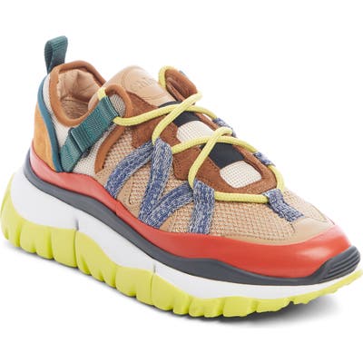 Chloe Blake Cross Strap Sneaker, Beige