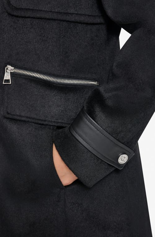 Shop Karl Lagerfeld Paris Wool Blend Coat In Black