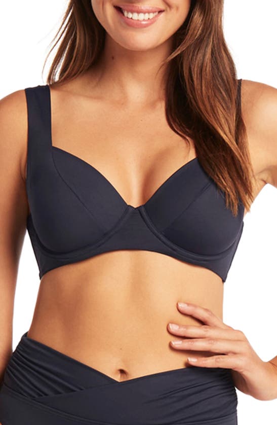 Sea Level Essentials C & Dcup Underwire Bikini Top In Night Sky