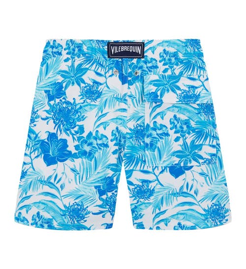 Vilebrequin Floral-print Logo-appliqué Swim Shorts In Blanc