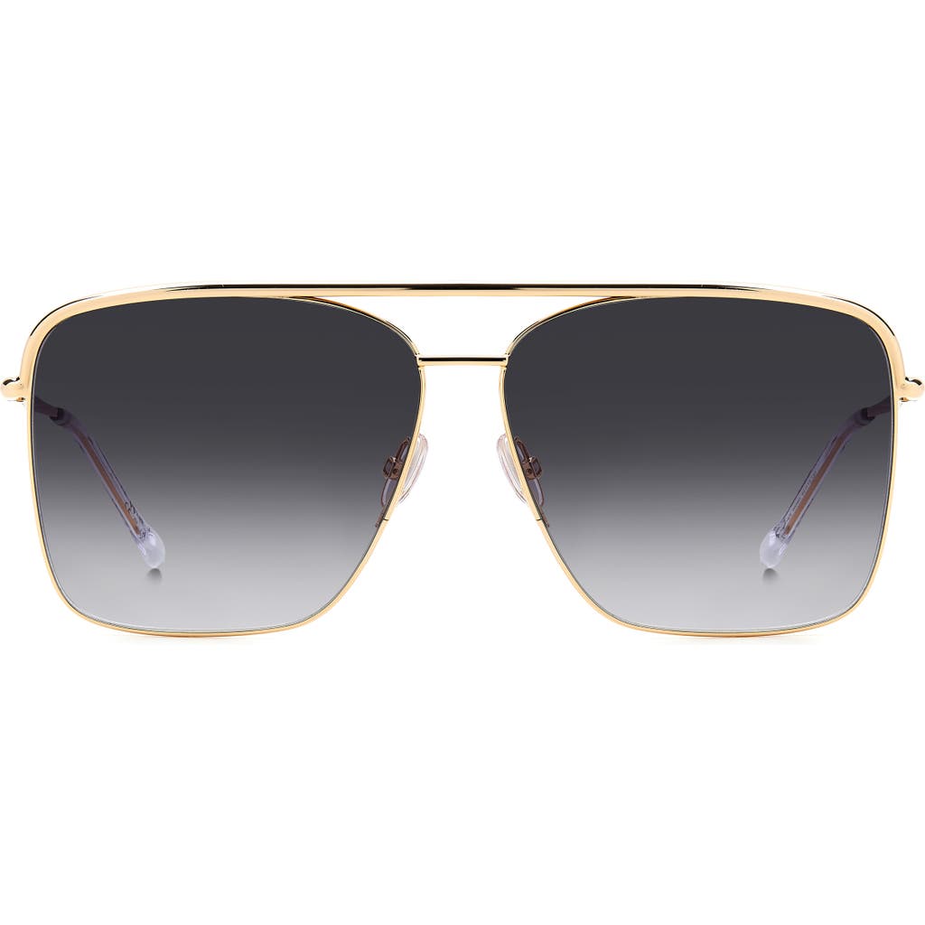 Isabel Marant Wild Metal 62mm Gradient Oversize Rectangular Sunglasses In Rose Gold/grey Shaded
