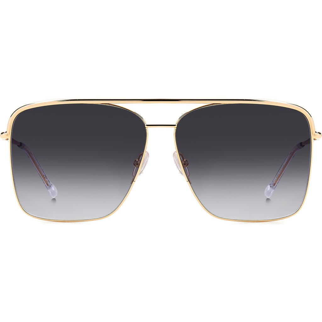 Isabel Marant Wild Metal 62mm Gradient Oversize Rectangular Sunglasses In Rose Gold/grey Shaded