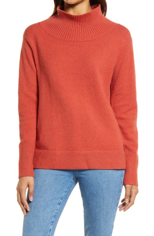 caslon(r) Mock Neck Cotton Blend Sweater in Rust Spice