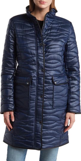 Via Spiga Faux Leather Trim Quilted Puffer Jacket Nordstromrack