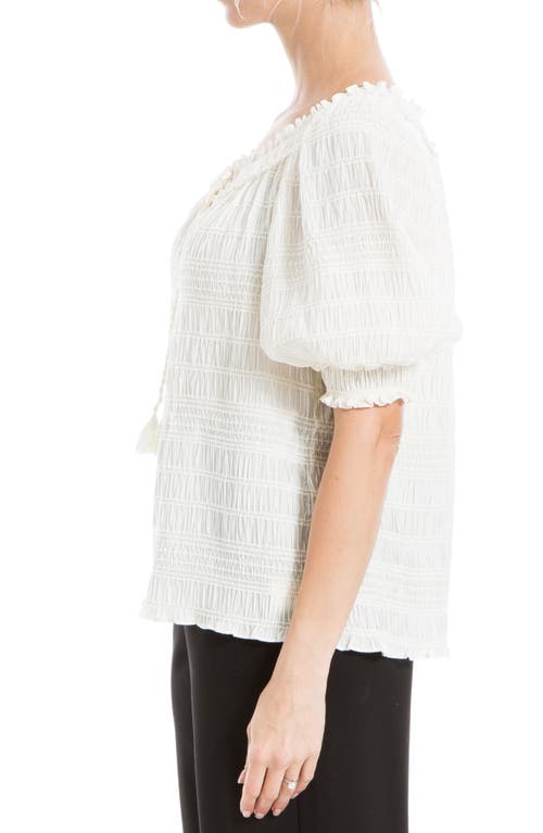 Max Studio Chennel Tassel Elbow-length Sleeve Top In Cream