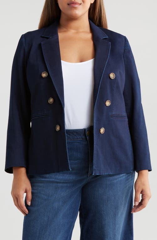 Jones New York Double Breasted Denim Blazer in Indigo Rinse Wash 