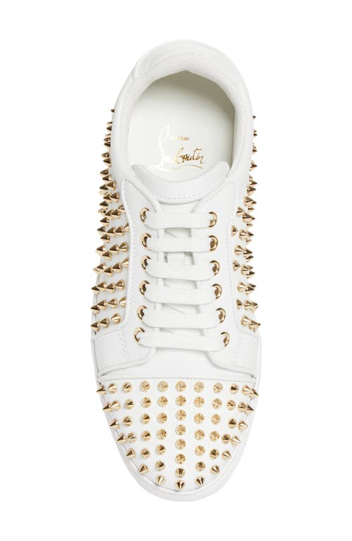 Shop Christian Louboutin Vieira Night Spikes Low Top Sneaker In White/light Gold