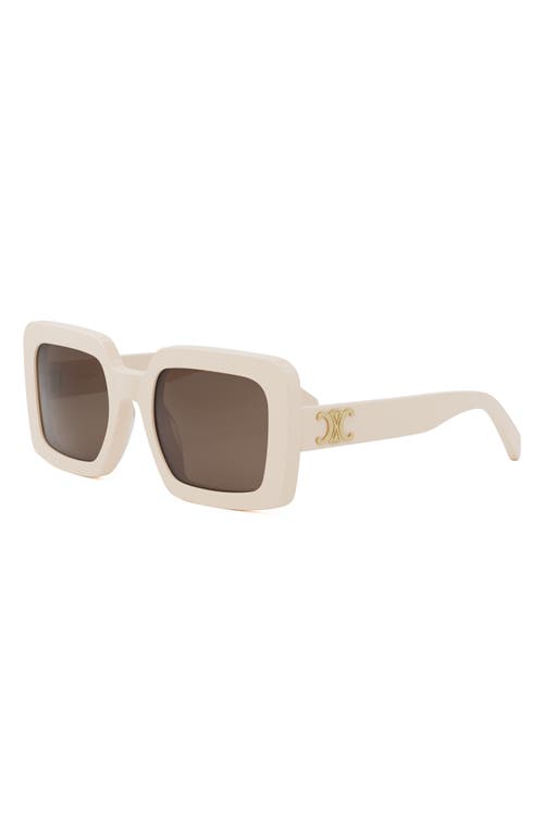 Shop Celine Triomphe 56mm Square Sunglasses In Ivory/brown