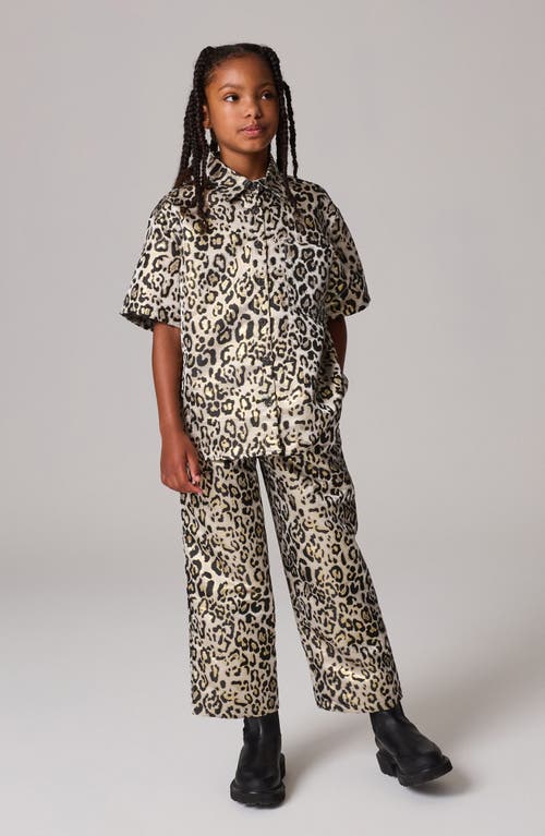 Smallsaints By Allsaints Kids' Leopard Print Button-up Shirt & Wide Leg Pants Set In Leopard