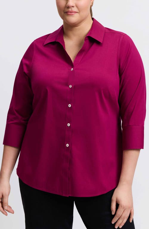 Shop Foxcroft Mary Non-iron Stretch Cotton Button-up Shirt In Sangria