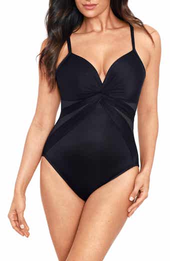 CAICJ98 Plus Size Swimsuit Women's Swimwear Rock Solid Aphrodite Tummy  Control Halter Top One Piece Swimsuit Black,3XL 