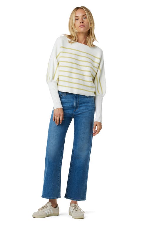 Shop Joe's The Karina Breton Stripe Crop Sweater In White/lemongrass S