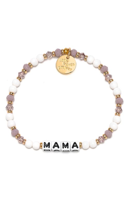 Little Words Project Mama Beaded Stretch Bracelet in Lavender/White 