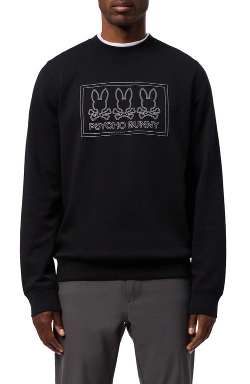 Psycho Bunny Tacoma Embroidered Graphic Sweatshirt in Black 