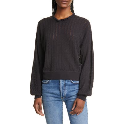 Joie Hadar Pointelle Wool Blend Sweater, Black