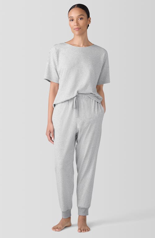 Shop Eileen Fisher Sleep Stripe Relaxed Fit Organic Cotton Pajama Top In Dark Pearl