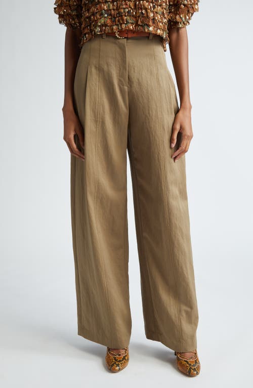 Ulla Johnson Delvine High-rise Pleated Wide-leg Pants In Driftwood