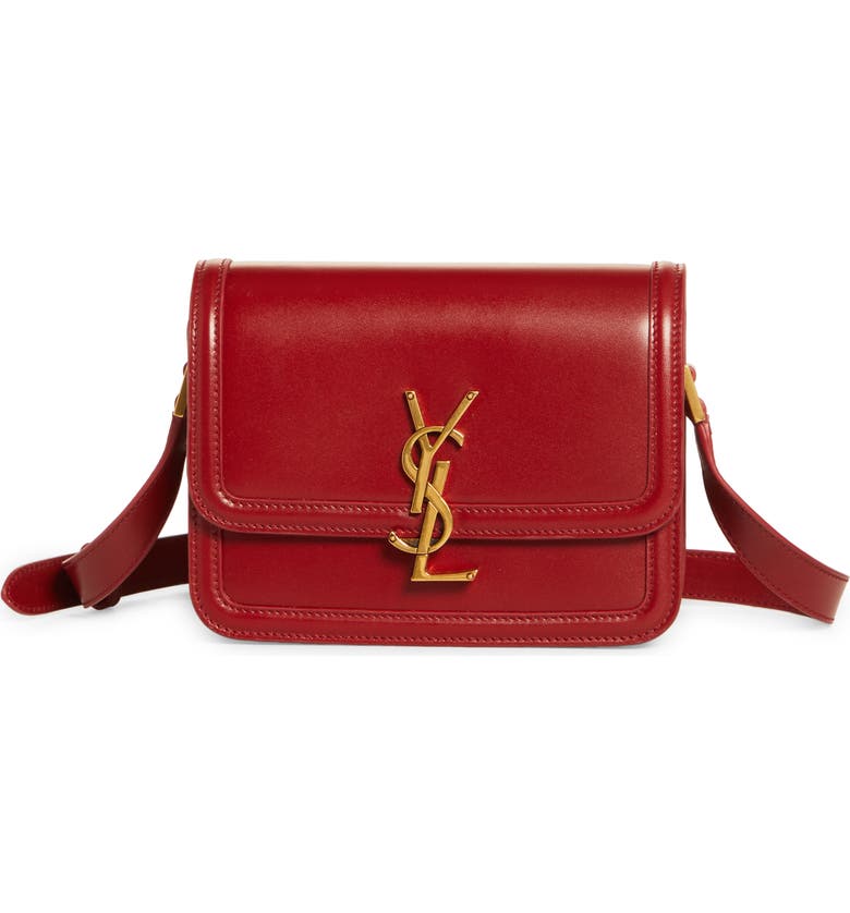 SAINT LAURENT Small Solferino Leather Shoulder Bag, Main, color, OPYUM RED