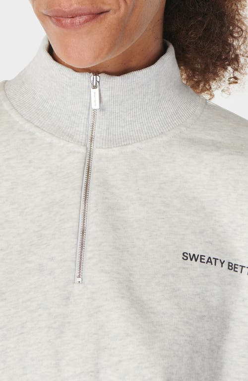 Sweaty Betty Revive Cotton Blend Half Zip Sweatshirt In Ice Grey Marl